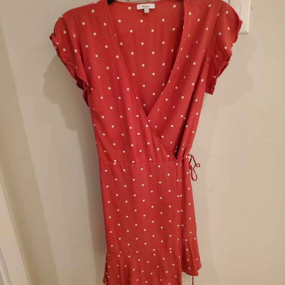 Rails Leanne Dress - Raspberry Cream Dots Silk Mi… - image 2